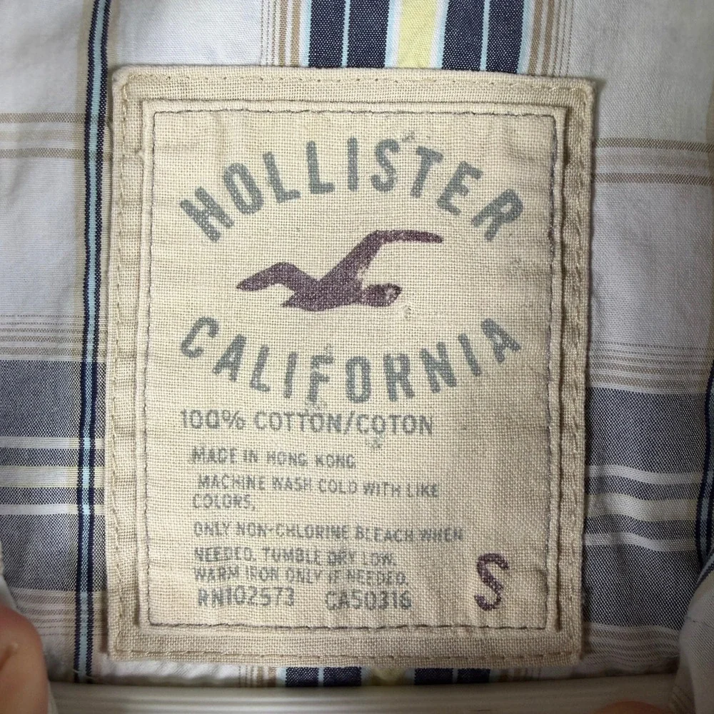 Hollister Mens Plaid Western Pearl Snap Shirt Navy Yellow White Size S Small